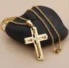 Chaines Punk 18K Gold Color en acier inoxydable Chaîne de chaîne Collier Cross pour hommes Hiphop Fashion Black Colliers Pendants Bijoux Accessoires