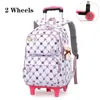 Sacs d'école Rouling Wheelled Sac à dos Sac pour enfants avec roues Étudiants pour filles Trolley Cute Schoolbag