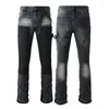メンズジーンズプラスサイズ40コットンベルボトムジェナラグジュアリーデニムマンパンツ高品質のスプライシングスリムな男性フレアズボン