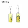 Boucles d'oreilles en peluche 2024 Chrysanthemum Rectangulaire Broupe d'oreille peinture de poisson Cook Glass Cabochon bijoux fait à la main