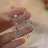 Bengelen kroonluchter Koreaanse trend asymmetrische holle maan kwastje drop oorbellen voor vrouwen prachtige zirkon opaal oorrang bruiloft sieraden verjaardag cadeau