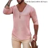 2024 MENS CASUAL Långärmning Kniited Sweaters Thin Style Mens Spring Autumn Clothing Solid V Neck Knitting Pullover Knit Topps 240428