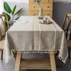 Tkanina stołowa japońska obrus szary frędzący wiatr Odporny prostokątny domowy bawełniany mata lniany