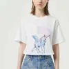 Marka Tasarımcıları Tişört Lüks Kadın Yüksek Kaliteli T-Shirt Kedi Baskı Gevşek Mürettebat Boyun Kısa Kollu Tişörtler Yeni Kıyafetler Mahsul Üstleri Dış Giyim Moda Tees 2024