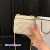 Women Mini Bag Bag Purse Square Makeup Emblem Luxury Underarm Crossbody Evening Clutch Leather Matelasse Chain Bag Hardware Coin Gold D Kwmr