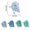 قبعات القبعات الصيفية صيف الأطفال قبعات شمس لطيفة الأولاد الفتيات الفتيات الكرتون مطبوعات حيوانات بنما بابيس قبعة UV حماية شاطئ القبعات دلو دلو