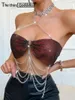 Tanks de femmes sexy Voir à travers la ramine corset top top femme d'été fishnet plage bikini tops femme 2024