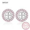 Stollenohrringe für immer klare Moissanit 925 Sterling Silver Circle Round Clover Blendling Ideal Cut Labor Erzeugt Diamond Bijoux