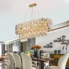 Kronleuchter Luxuslampen LED Crystal Restaurant Lampe Post Moderner Kronleuchter Rechteck kreative Persönlichkeit Esszimmer Goldenes Licht