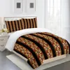 3D Deluxe Black Gold Striped Bed Ethiopian Style Bed Set of Three Single and Double Bedding Covers with 2 Pillow Covers 240426