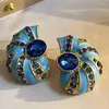 Orecchini a pennaglietta Blue smalto Stud Snail Stud Personalità esagerato Fashion Elegante con design