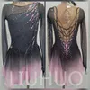 Scenkläder Liuhuo Ice Figure Skating Dress Girls Women Teens Stretchy Spandex Gradient Competition Wholesale Grey-Pink