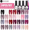 24 -sten gel nagellak set naakt glitter semi permanent UV LED -kunst hybride varnissen basis toplaag nagels1872529