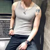 Herren-Tanktoper Summer Akel und Pure Cotton Slim Fit Sport Fitness T-Shirt O-Neck breite Schulter-Sweatshirt-Westen