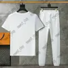 Kvinnor Tracksuits T-shirt Pants Suits 2 PCS Set Tshirts Designer Luxury Sportuits Cotton Geometry Classic Black White Striped Embroidery Badge Patchwork Jogger