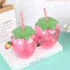 Vinglas Glasögon Summer Cartoon Strawberry Straw Cup Plastic Lovely Girl Portable Water