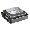 Assiettes en acier inoxydable Pan de boulangerie profonde de style japonais Bottom Bottor El Tray Square Drain avec couvercle Crisper Box