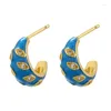 Boucles d'oreilles zhukou ENAMEL 2 styles cubic zirconia la préservation des couleurs des femmes mode femme bijoux en gros ve903