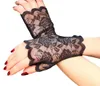 Fashion Women Lace Floral Glants longs sans doigts Gants demi-doigts Fishnet Gants mitten creux solide SUMME SUNDREEN NOIR 2020 NEW9863787