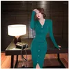 Partykleider Herbst im Herbst Winter Elegant Schwarz verkaufen Kleid Frauenkleidung koreanischer Stil Slim Office Lady Club Abend H39