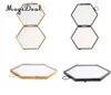 2pcs vintage Hexagon Metal Glass Picture PO Cadre de suspension BlackCopper5884678