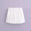 Skirts 2024 Women Casual Wide Pleated Lantern Skirt Mujer Elegant White Mini Retro High Waist Side Pocket Women's
