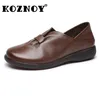 Chaussures décontractées Koznoy 3cm rétro et ethnique plissée Toe rond authentique Femmes en cuir doux Locs de liaisons peu profondes dames d'été