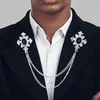 Broszki 2xmen's broszki klapy moda mody łańcuch damski na koszule krawat srebrny czarny