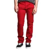 Herrbyxor Fashion Red Cargo Male's Multi Pockets Pu Patchwork Sportbyxor Män
