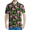 Polos pour hommes Protea Flower Match Polo pour hommes 3d T-T-Floral Street Street Button Shirt Summer Soule