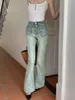 Jeans pour femmes Slegiri Flare femme coréenne mode coréen vintage pantalon denim lavé le streetwear occasionnel pantalon haute taille pour femmes