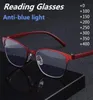 Sunglasses Fashionable Steel Leather Antiblue Full Frame Reading Glasses Business Computer For Elderly Men And Women9885885