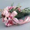 Decorative Flowers Wedding Bouquets For Bride Cascading Artificial Rose Bridal Dropship