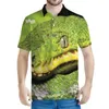 Herren Polos Mode Schlange 3D gedrucktes Polo-Hemd Männer Tiermuster Kurzärmel Anlagen übergroße T-Shirts Sommer Casual Knopf T-Shirt
