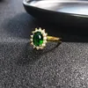 Cluster Rings Fashion Ring 925 Silver Jewelry Oval Shape Emerald Zircon Gemstone Open Finger For Women Wedding Party Ornaments Wholesale