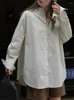 Camicette femminili BJTZ Giapponese giapponese Minimalista Shirt a strisce senza colletto sciolto e comodo top dimagrante per le donne 2024 primavera estate