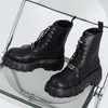 Botas Black Punk Style Women Tobre Plata Platform Shoes Boot Western Cowgirl de otoño Botas Mujer