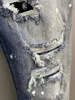 女子ジーンズメンズホール古いスプレーポイントの大部分のひっかき傷をかけたファッションペンシルパンツ9825＃
