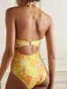 Joue de maillot de bain pour femmes à imprimé floral jaune modèle 1 pcs et secoue de baignade style plage 2024 Fashion de vêtements de plage