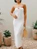 Lässige Kleider 2024 Mode Frauen Sommer langer Bandeau Kleid weiße Ärmel von Schulter hoher Tubeoberteil