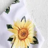 Damenbadebekleidung 2pcs/Rückenloser Badeanzug -Krawattengürtel Split -Typ Sonnenblumendruck für Strand