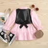 Set di abbigliamento da 1-6y bambini per bambini bambina abbigliamento a maniche lunghe camicia per maniche lunghe giut di pelle 2pcs da ragazza autunno