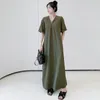Casual Dresses 2024 Spring/Summer Product Fashionable and Elegant Large Zipper V-Neck Dress for Women