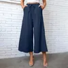 Women's Pants Elegant High Waist Solid Work Trousers Korean Fashion Summer Women Loose Wide Leg Palazzo Oversized Tie Long Pantalon