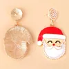 Boucles d'oreilles en peluche créatives de Noël de Noël Snowman Santa Claus Cartoon Face Simple Pendant Drop Drop Winter Jewelry