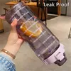 2 liter waterfles met stro draagbare grote capaciteit flessen buiten sport koud tijd marker drinkware cadeau 240422