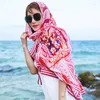 Mantle Beach Scarf Summer Etnic Style Simulation Silk Sunscreen Sunscreen Cape Big Shaw