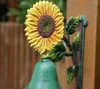 Decorative Figurines Cast Iron Wall Bell Hand-Painted Sunflower Hand Manually Shaking Hanging Doorbell