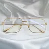 Fashion Square Frame Vintage Eyeglass Men Office Metal Lunes Femme Femmes Clean Lens Gold Optical Spectacle 240425