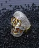 Удоседленные кольца для мужчин хип -хоп люкс дизайнер мужской бриллиант золотой кольцо с золотым кольцом с золотым скелетом